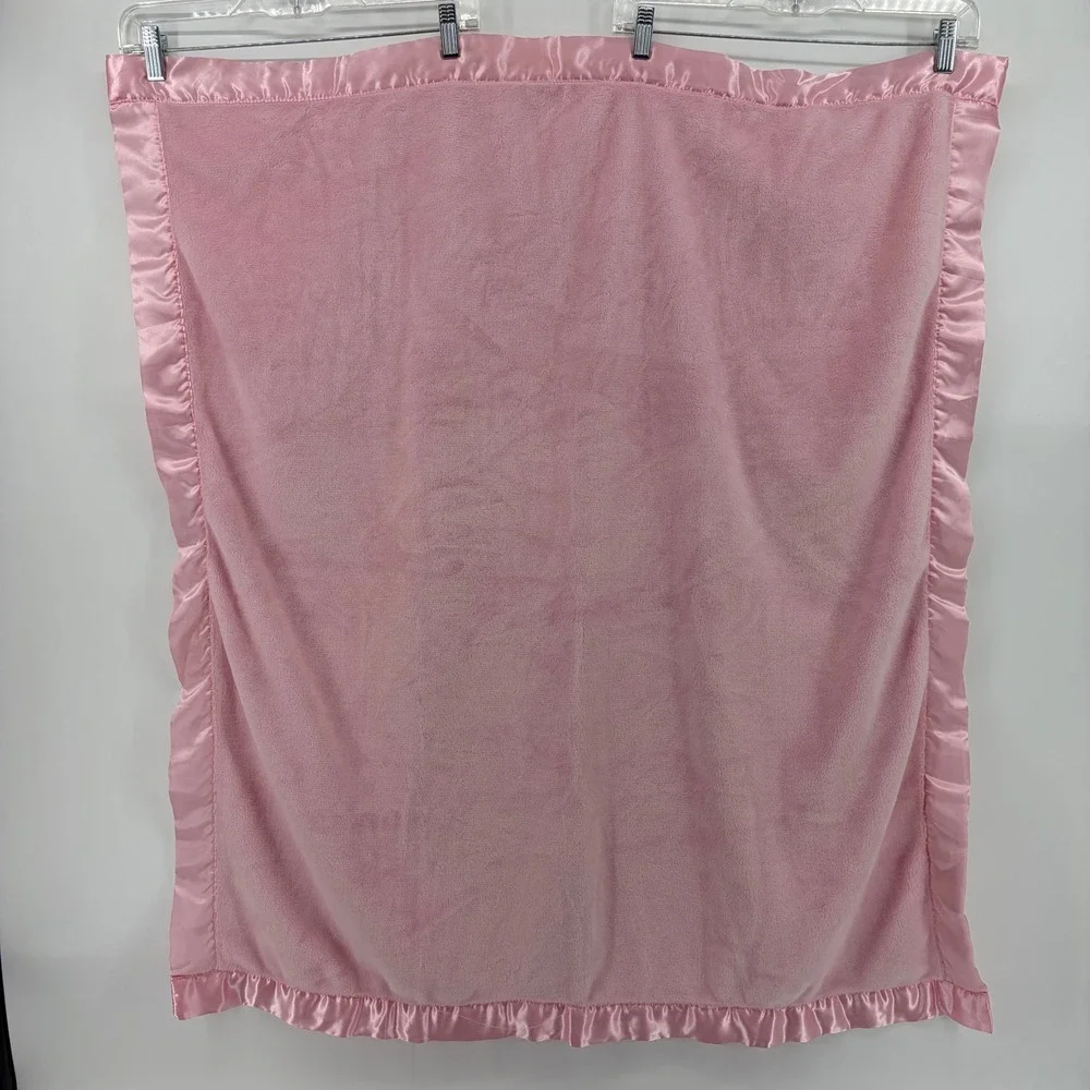 Walgreens Pink Super Ultra Soft Baby Blanket Satin Ruffle Trim Plush Lovey Crib